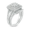 Thumbnail Image 1 of 1 CT. T.W. Multi-Diamond Double Cushion Frame Bridal Set in 10K White Gold