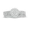 Thumbnail Image 3 of 1/5 CT. T.W. Composite Diamond Flower Frame Vintage-Style Bridal Set in Sterling Silver