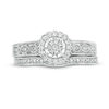 Thumbnail Image 4 of 1/5 CT. T.W. Composite Diamond Flower Frame Vintage-Style Bridal Set in Sterling Silver