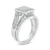 Thumbnail Image 2 of 1/5 CT. T.W. Composite Diamond Square Frame Vintage-Style Bridal Set in Sterling Silver