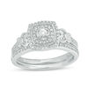 Thumbnail Image 1 of 1/4 CT. T.W. Diamond Double Cushion Frame Filigree Bridal Set in Sterling Silver