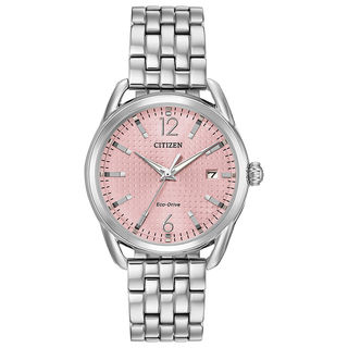 Ladies Citizen Eco Drive Diamond Accent Rose Two Tone Watch with Pink Dial Model EW2706 58X Zales Outlet