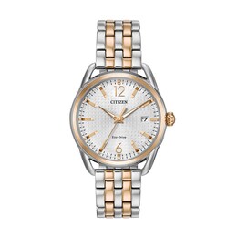Ladies' Drive from Citizen Eco-Drive® LTR Two-Tone Watch with Silver-Tone Dial (Model: FE6086-74A)