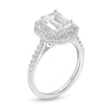 Thumbnail Image 2 of Octagonal Lab-Created White Sapphire Double Frame Engagement Ring in Sterling Silver