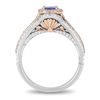 Thumbnail Image 3 of Enchanted Disney Ariel Oval Tanzanite and 3/4 CT. T.W. Diamond Double Frame Engagement Ring in 14K Two-Tone Gold