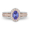 Thumbnail Image 4 of Enchanted Disney Ariel Oval Tanzanite and 3/4 CT. T.W. Diamond Double Frame Engagement Ring in 14K Two-Tone Gold