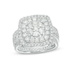 Thumbnail Image 1 of 2 CT. T.W. Multi-Diamond Cushion-Shaped Double Frame Bridal Set in 10K White Gold
