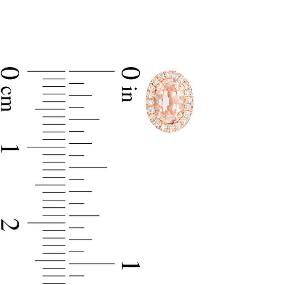 Oval Morganite and 1/10 CT. T.W. Diamond Frame Stud Earrings in 10K Rose Gold Oval Morganite and 1/10 CT. T.W. Diamond Frame Stud Earrings in 10K Rose Gold