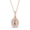 Thumbnail Image 1 of Oval Morganite and 1/10 CT. T.W. Diamond Frame Pendant in 10K Rose Gold