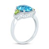 Thumbnail Image 2 of Cushion-Cut Blue Topaz, Peridot and 1/6 CT. T.W. Diamond Frame Three Stone Ring in 14K White Gold