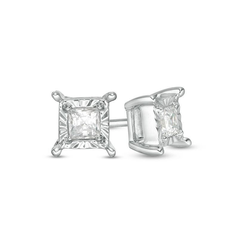 1/4 CT. T.W. Princess-Cut Diamond Solitaire Stud Earrings in 10K White Gold