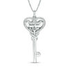 Thumbnail Image 1 of 1/8 CT. T.W. Diamond Love Message Disc and Heart-Top Key Pendant in Sterling Silver