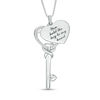 Thumbnail Image 2 of 1/8 CT. T.W. Diamond Love Message Disc and Heart-Top Key Pendant in Sterling Silver