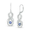 Thumbnail Image 1 of 4.0mm Tanzanite and Lab-Created White Sapphire Double Infinity Frame Drop Earrings in Sterling Silver