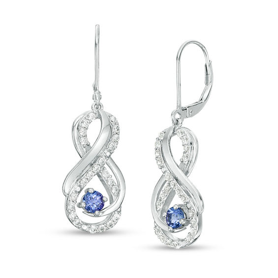 4.0mm Tanzanite and Lab-Created White Sapphire Double Infinity Frame Drop Earrings in Sterling Silver 4.0mm Tanzanite and Lab-Created White Sapphire Double Infinity Frame Drop Earrings in Sterling Silver