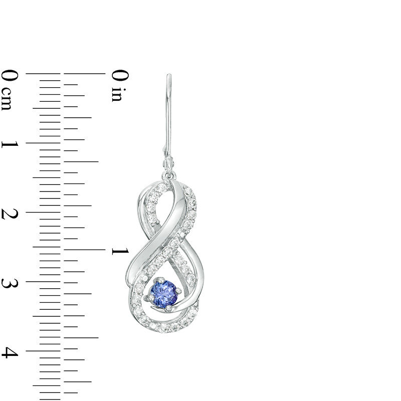 Main Image 2 of 4.0mm Tanzanite and Lab-Created White Sapphire Double Infinity Frame Drop Earrings in Sterling Silver