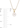 Thumbnail Image 3 of 5.5-6.0mm Akoya Cultured Pearl and 1/20 CT. T.W. Diamond Pendant and Stud Earrings Set in 14K Gold