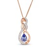 Thumbnail Image 1 of Pear-Shaped Tanzanite and Lab-Created White Sapphire Infinity Pendant in Sterling Silver with 18K Rose Gold Plate