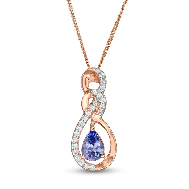 Main Image 1 of Pear-Shaped Tanzanite and Lab-Created White Sapphire Infinity Pendant in Sterling Silver with 18K Rose Gold Plate