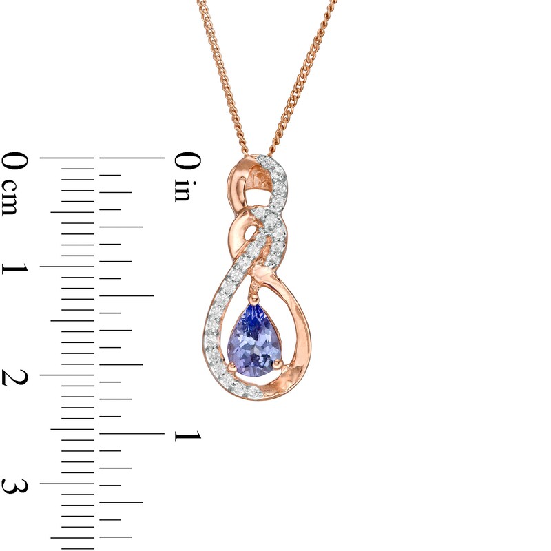 Main Image 2 of Pear-Shaped Tanzanite and Lab-Created White Sapphire Infinity Pendant in Sterling Silver with 18K Rose Gold Plate
