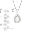 Thumbnail Image 3 of Pear-Shaped Lab-Created Opal and White Sapphire Vintage-Style Pendant, Earrings and Ring Set in Sterling Silver - Size 7