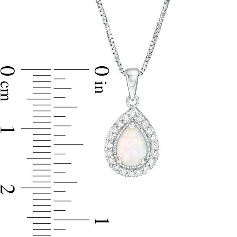 Pear-Shaped Lab-Created Opal and White Sapphire Vintage-Style Pendant, Earrings and Ring Set in Sterling Silver - Size 7