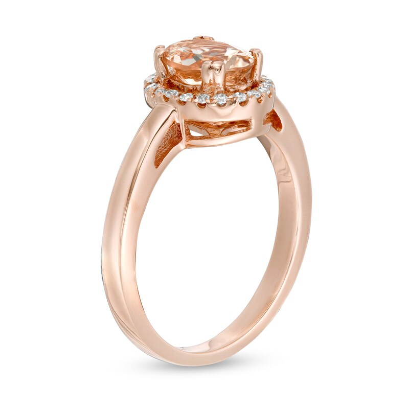 Main Image 2 of Oval Morganite and 1/10 CT. T.W. Diamond Frame Ring in 10K Rose Gold