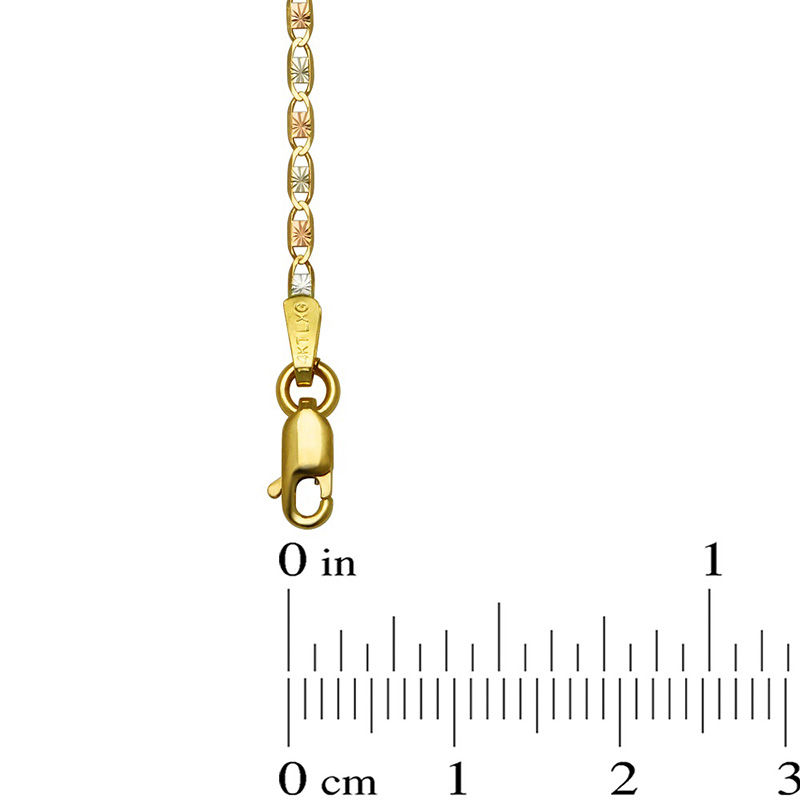 Main Image 2 of Ladies' 0.2mm Diamond-Cut Valentino Chain Necklace in 14K Tri-Tone Gold - 20"