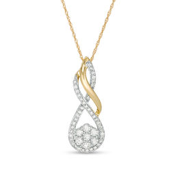 1/2 CT. T.W. Composite Diamond Flame Pendant in 10K Gold