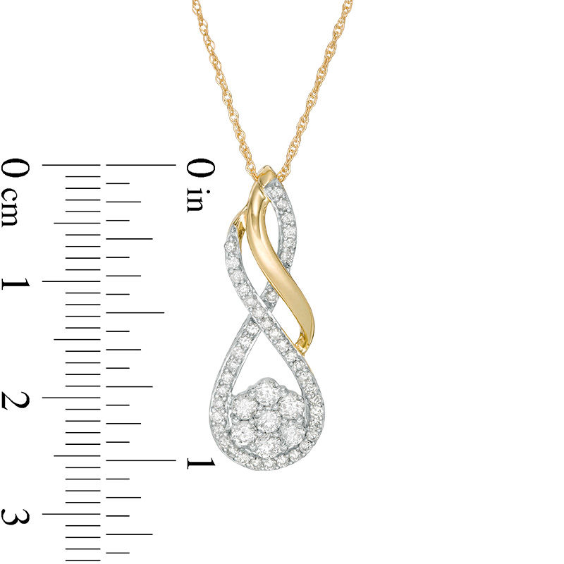 Main Image 2 of 1/2 CT. T.W. Composite Diamond Flame Pendant in 10K Gold