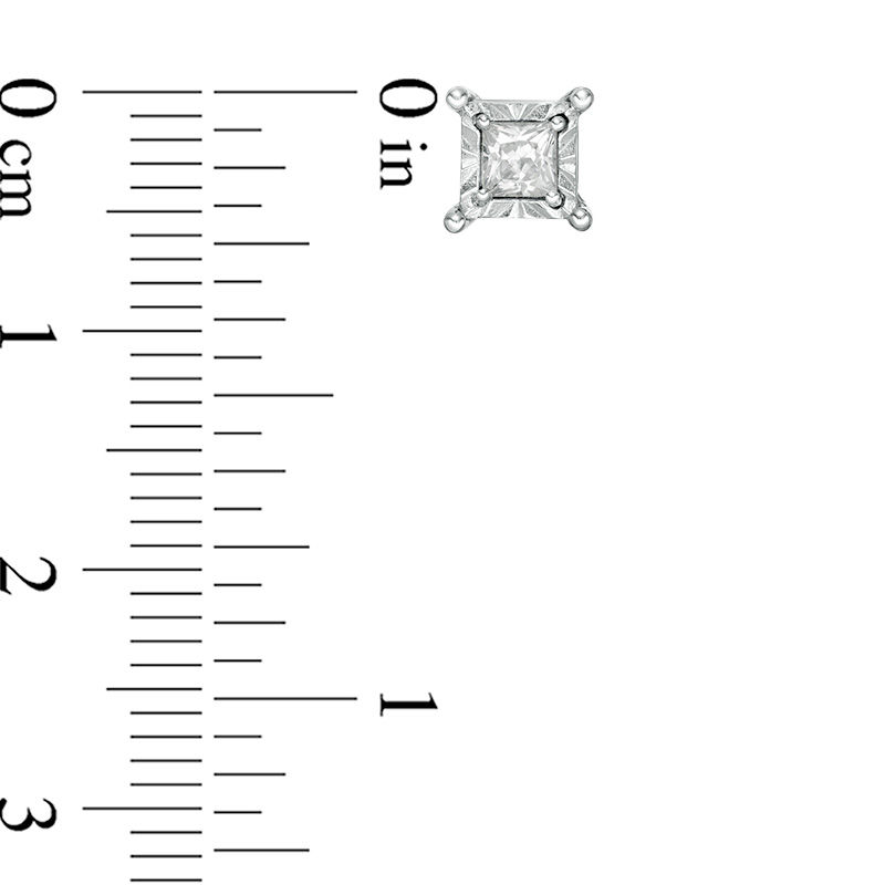 Main Image 2 of 1/2 CT. T.W. Princess-Cut Diamond Solitaire Stud Earrings in 10K White Gold