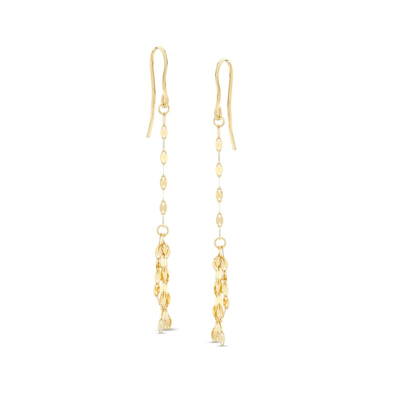 Made in Italy Flat-Link Chain Tassel Drop Earrings in 14K Gold