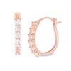 Thumbnail Image 1 of Morganite Six Stone Hoop Earrings in Sterling Silver with 14K Rose Gold Plate