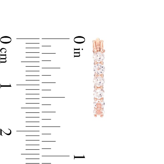 Morganite Six Stone Hoop Earrings in Sterling Silver with 14K Rose Gold Plate Morganite Six Stone Hoop Earrings in Sterling Silver with 14K Rose Gold Plate