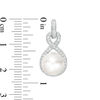 Thumbnail Image 2 of Button Freshwater Cultured Pearl and Lab-Created White Sapphire Infinity Frame Drop Earrings in Sterling Silver