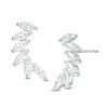 Thumbnail Image 1 of Marquise Lab-Created White Sapphire Curved Crawler Earrings in Sterling Silver