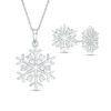 Thumbnail Image 0 of Lab-Created White Sapphire Snowflake Pendant and Stud Earrings Set in Sterling Silver