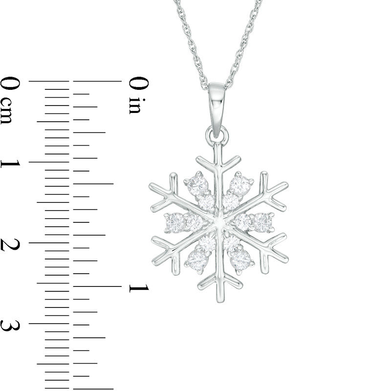 Lab-Created White Sapphire Snowflake Pendant and Stud Earrings Set in Sterling Silver