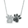 Thumbnail Image 0 of 1/20 CT. T.W. Enhanced Black and White Diamond Double Paw Print Necklace in Sterling Silver