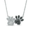 Thumbnail Image 1 of 1/20 CT. T.W. Enhanced Black and White Diamond Double Paw Print Necklace in Sterling Silver