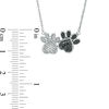 Thumbnail Image 1 of 1/20 CT. T.W. Enhanced Black and White Diamond Double Paw Print Necklace in Sterling Silver