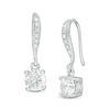 Thumbnail Image 1 of 6.0mm Lab-Created White Sapphire Solitaire Beaded Vintage-Style Drop Earrings in Sterling Silver