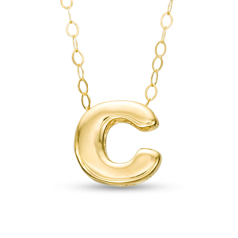 Main Image 1 of Mini Block &quot;C&quot; Initial Pendant in 10K Gold
