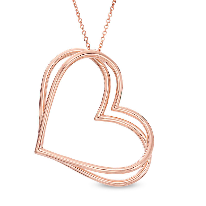 The Kindred Heart from Vera Wang Love Collection Tilted Pendant in 10K Rose Gold - 19"