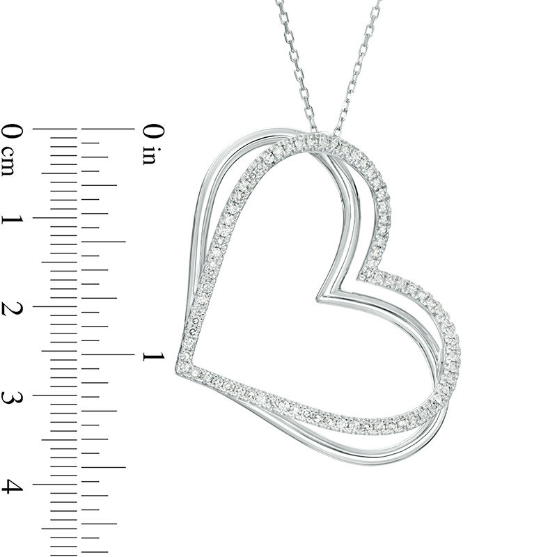 The Kindred Heart from Vera Wang Love Collection 1/2 CT. T.W. Diamond Tilted Pendant in 10K White Gold - 19"