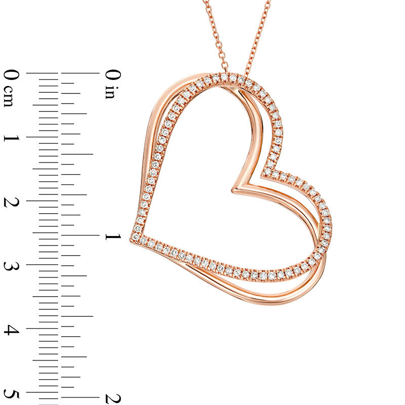 The Kindred Heart from Vera Wang Love Collection 1/2 CT. T.W. Diamond Tilted Pendant in 10K Rose Gold - 19"