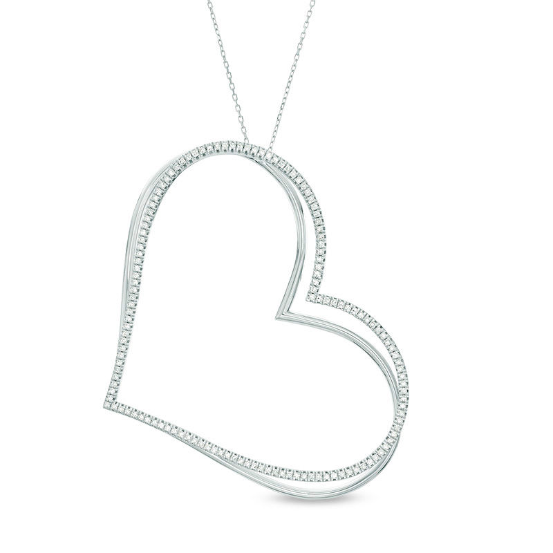 Main Image 1 of The Kindred Heart from Vera Wang Love Collection 1 CT. T.W. Diamond Tilted Pendant in Sterling Silver - 19"