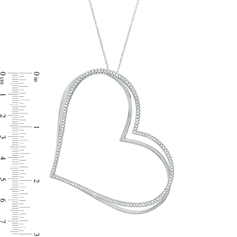 The Kindred Heart from Vera Wang Love Collection 1 CT. T.W. Diamond Tilted Pendant in Sterling Silver - 19"