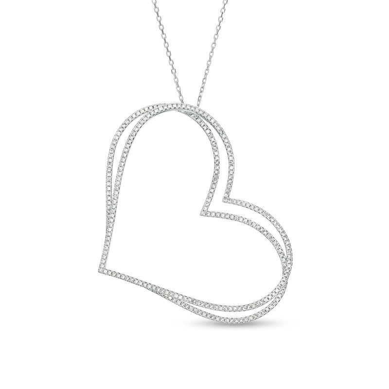 Main Image 1 of The Kindred Heart from Vera Wang Love Collection 2 CT. T.W. Diamond Tilted Pendant in Sterling Silver - 19"