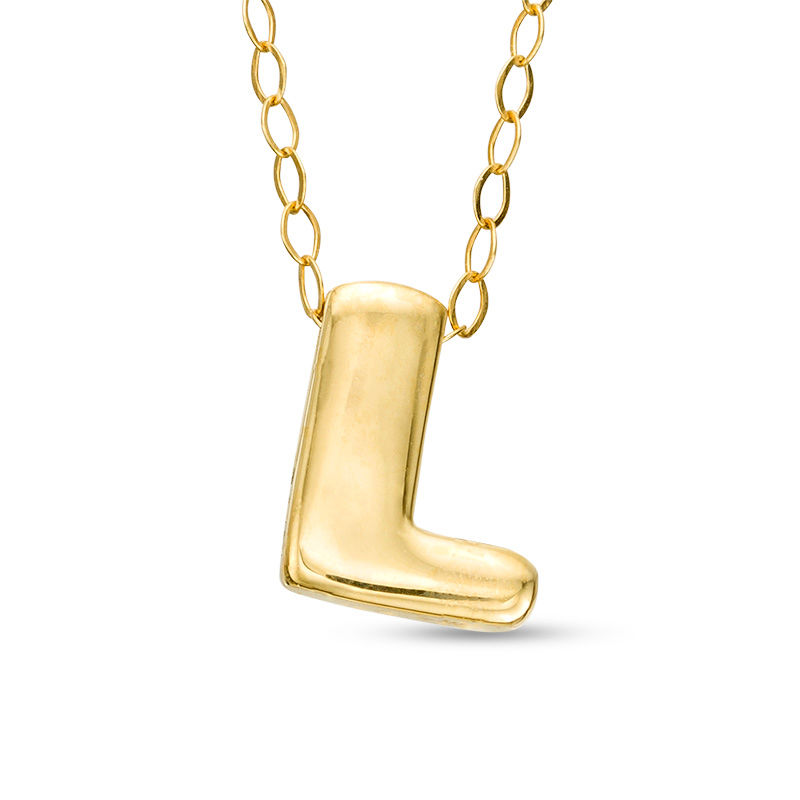 Mini Block "L" Initial Pendant in 10K Gold